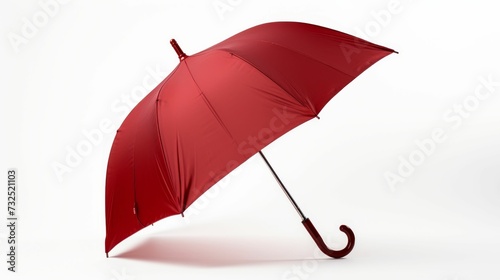 Open Red Umbrella on White Background