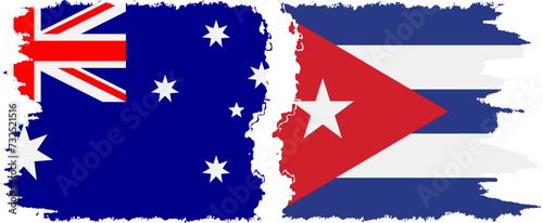 Cuba and Australia grunge flags connection vector