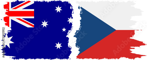 Czech and Australia grunge flags connection vector