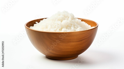 Wooden Bowl Filled With White Rice