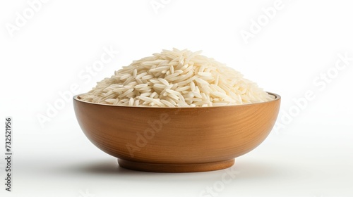 Wooden Bowl Filled With Rice on White Table