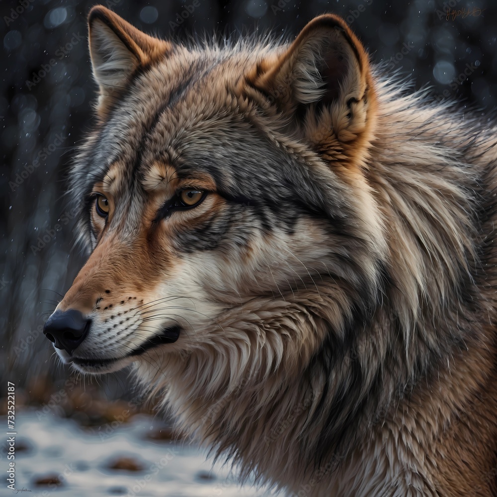 Portrait of a wolf in 8k, realistic, winter background Portrait of a wolf in 8k, realistic, winter background