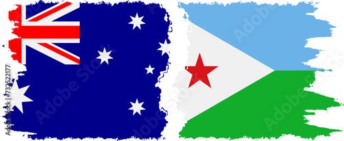 Djibouti and Australia grunge flags connection vector