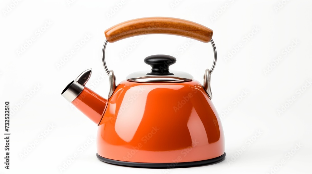 Orange Tea Kettle With Wooden Handle