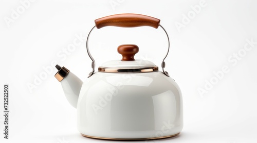 White Tea Kettle With Wooden Handle