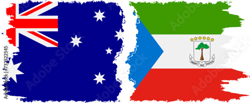 Equatorial Guinea and Australia grunge flags connection vector