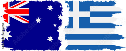 Greece and Australia grunge flags connection vector