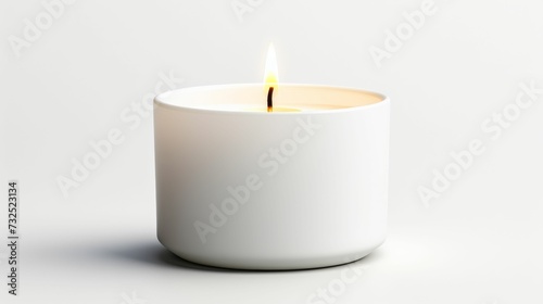White Candle With Burning Flame