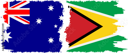 Guyana and Australia grunge flags connection vector