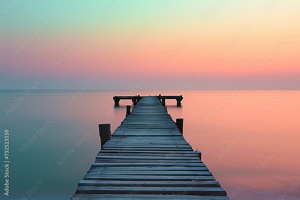 Lakeside wooden pier. - obrazy, fototapety, plakaty 