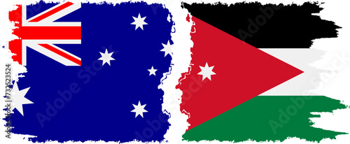 Jordan and Australia grunge flags connection vector