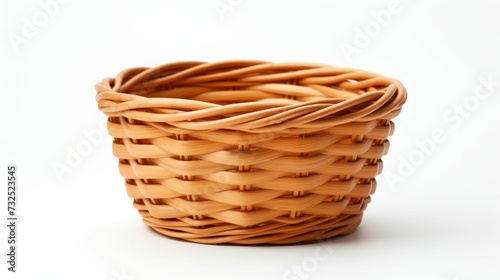 Wicker Basket on White Background