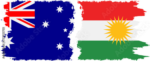 Kurdistan and Australia grunge flags connection vector