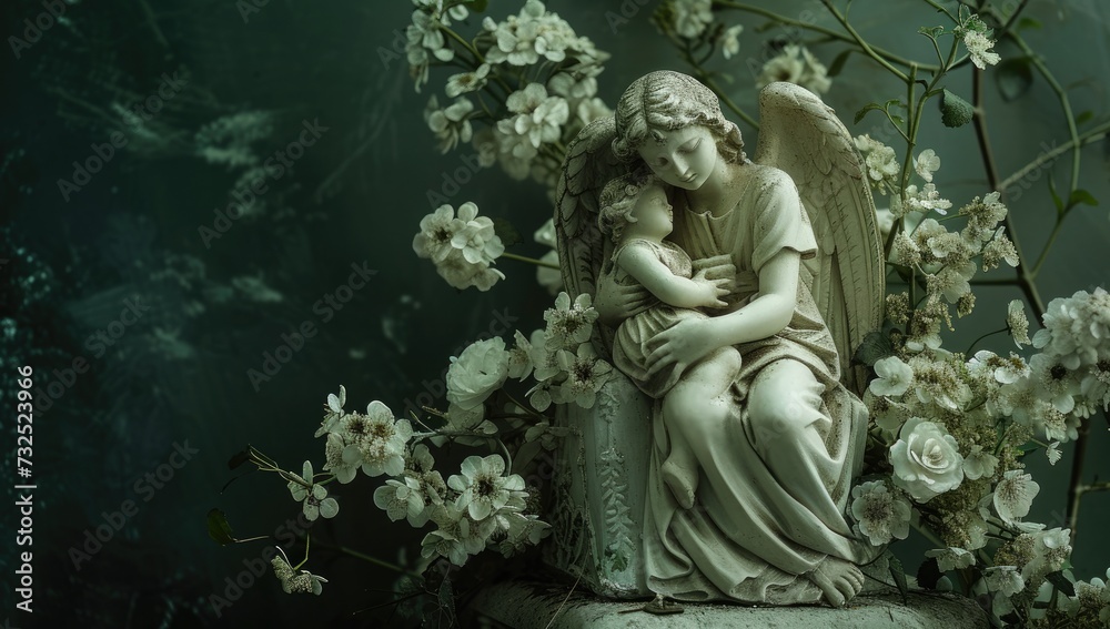 Serene angel statue gracing the cemetery.