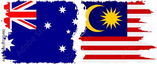 Malaysia and Australia grunge flags connection vector