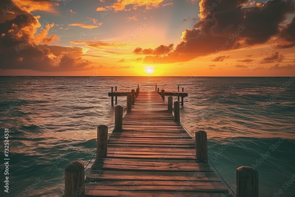 Fototapeta premium Lakeside wooden pier.