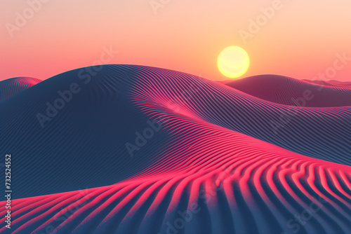 abstract desert background with waves at sunset