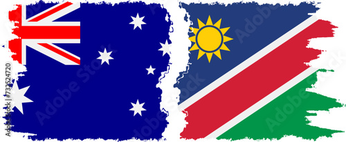 Namibia and Australia grunge flags connection vector
