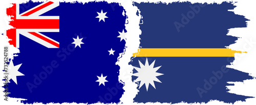 Nauru and Australia grunge flags connection vector