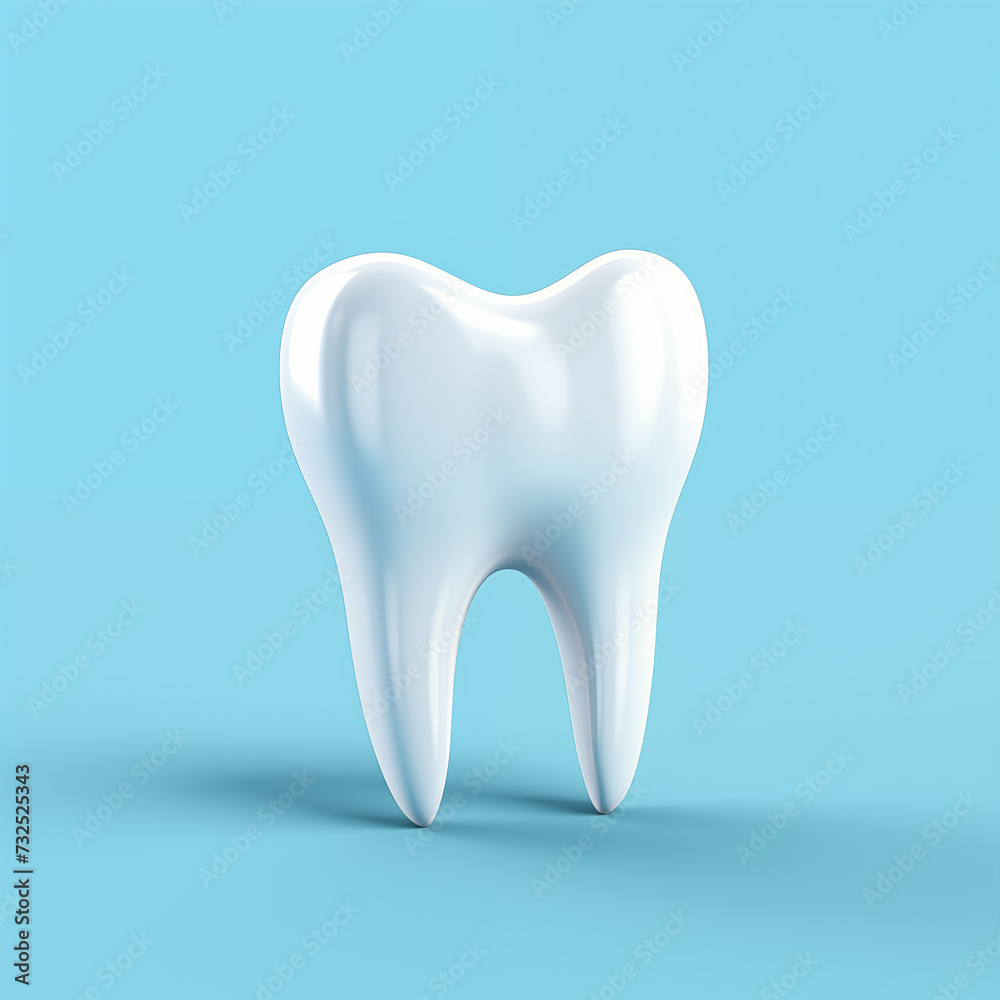 White tooth icon on blue background, dental care and health, dh, illustration