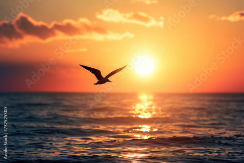 bird flying on sky on background © Tidarat