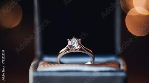 Jewellery, proposal and holiday gift, diamond engagement ring, symbol of love, romance and commitment © Anneleven
