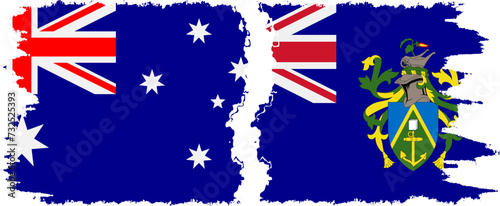 Pitcairn Islands and Australia grunge flags connection vector