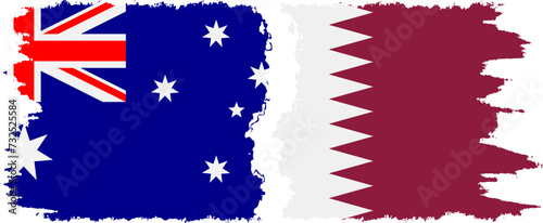Qatar and Australia grunge flags connection vector
