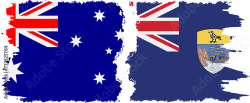 Saint Helena and Australia grunge flags connection vector
