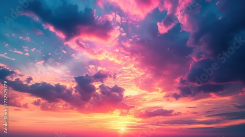 Vibrant sunrise with a dramatic sky, showcasing colorful hues at dawn.