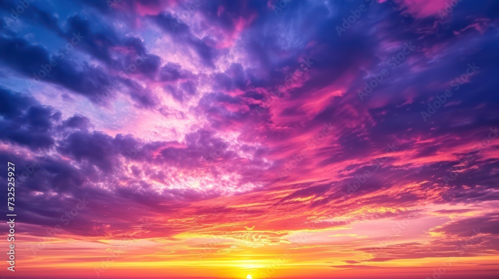 The dramatic, colorful sky at sunrise creates a scenic backdrop.
