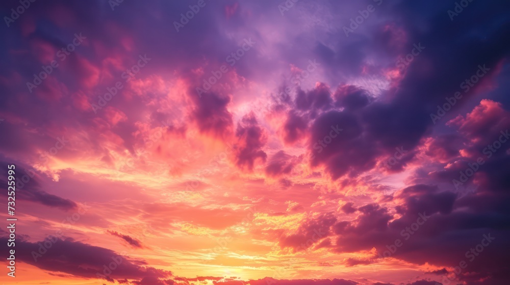 The natural beauty of the sunset sky captivates with its colorful display.