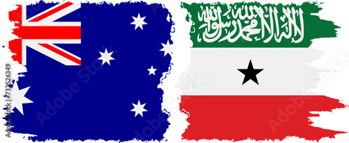 Somaliland and Australia grunge flags connection vector
