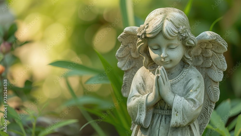 Statue of an angel, a symbol of peace, in the cemetery.