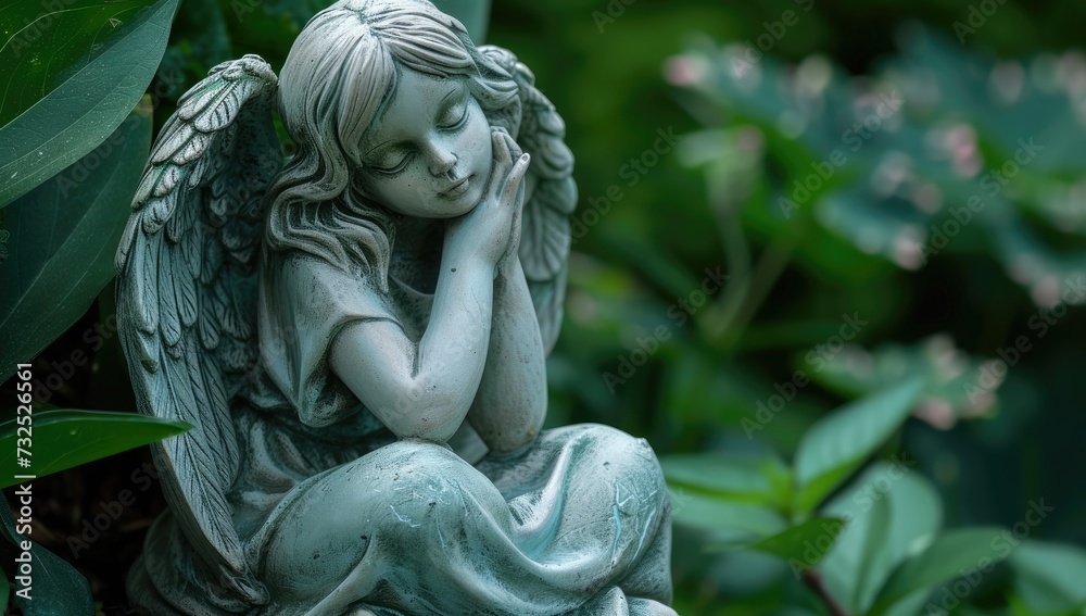 Statue of an angel, a symbol of peace, in the cemetery.