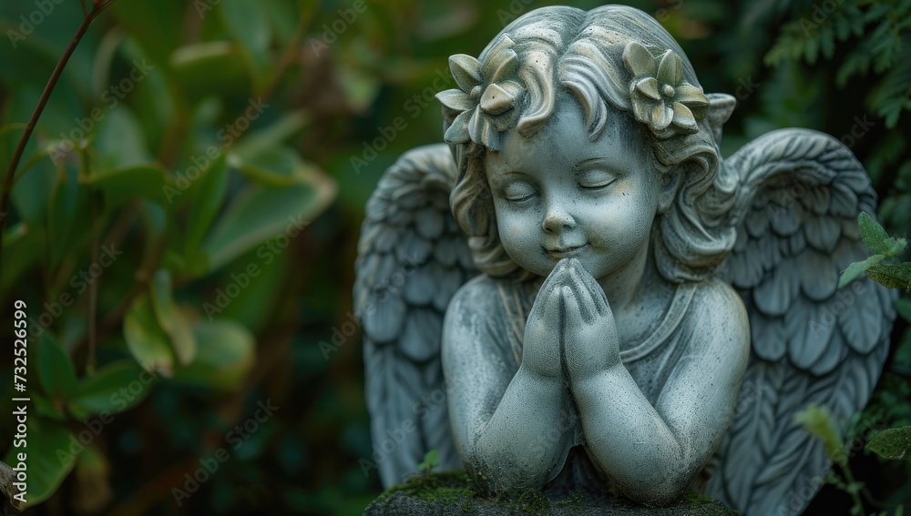 Statue of an angel, a symbol of peace, in the cemetery.