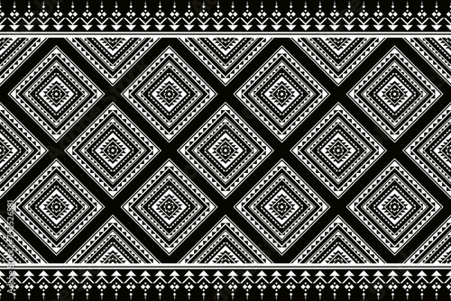 Geometric seamless ethnic pattern Black and white color. Geometric ethnic pattern can be used in fabric design for clothes, wrapping, textile, embroidery, carpet, tribal pattern