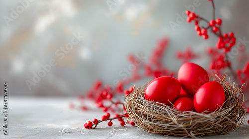 red easter eggs in a basket