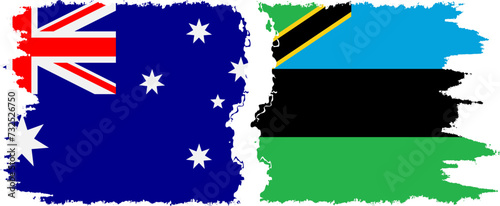 Zanzibar and Australia grunge flags connection vector