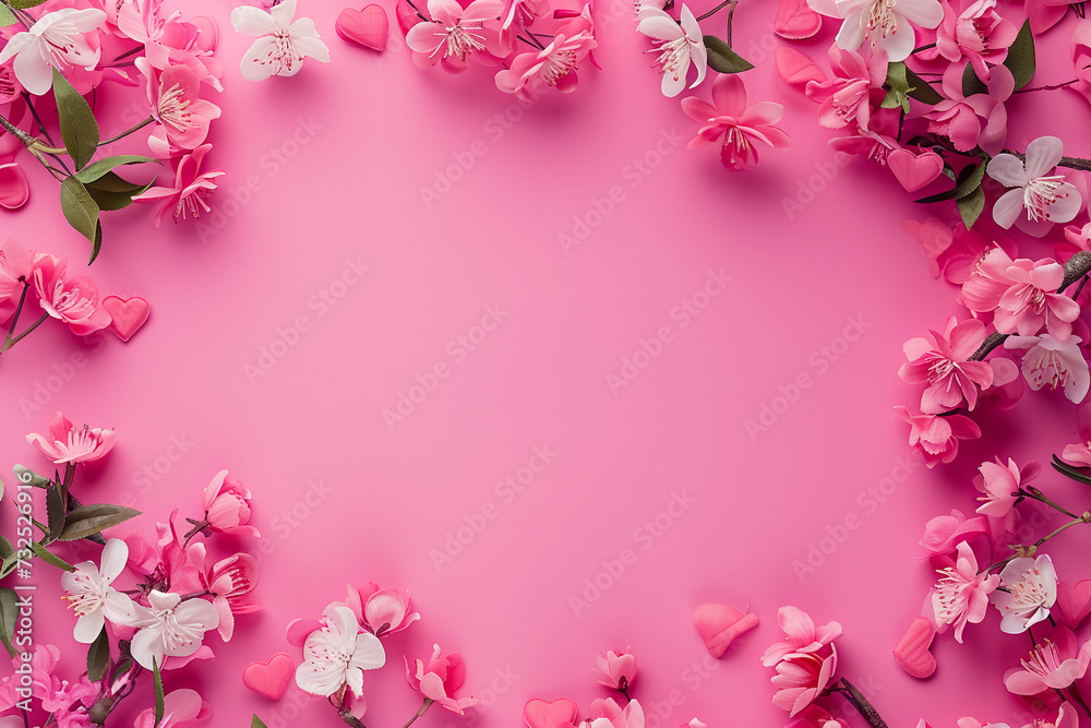pink rose petals frame