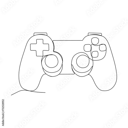 Continuous single line drawing of game controller joysticks or gamepads vector art illustration