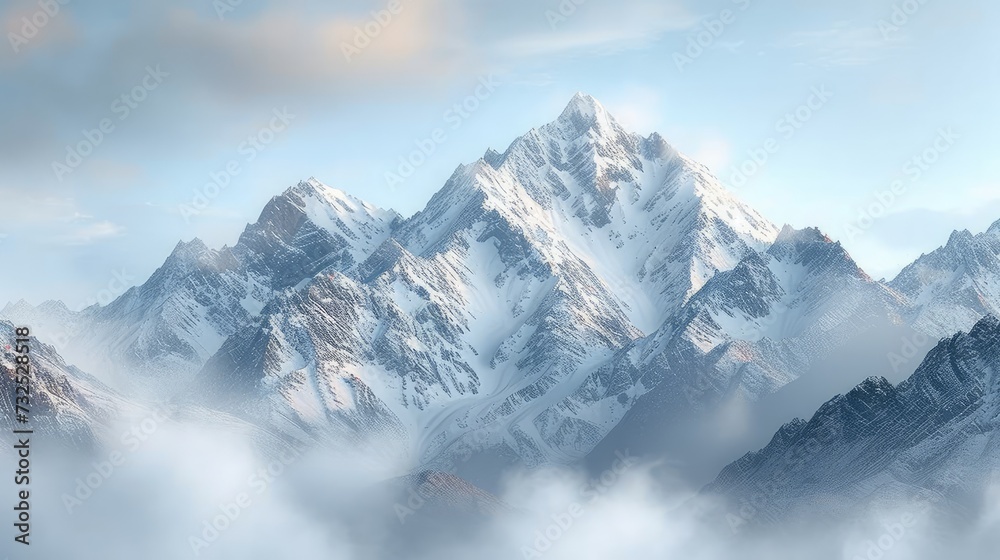Snowy Peaks Elegance Majestic Mountains Cut-Out on Transparent Background