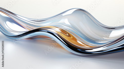 Abstract background,wavy wallpaper,3D chrome neon liquid in the shape of a liquid metal wave. Generative AI