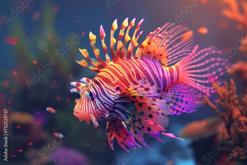 Aquatic Symphony: A mesmerizing display of tropical fish gracefully navigating through an intricately designed aquarium, surrounded by flourishing coral formations.