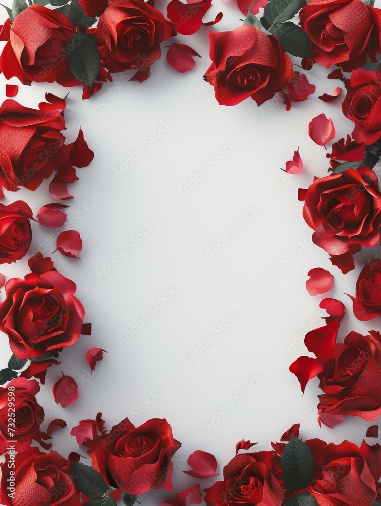 Heartfelt Frame: A Pristine White Canvas Embraced by Passionate Red Roses, Awaiting Your Valentine's Day Masterpiece Heartfelt Frame: A Pristine White Canvas Embraced by Passionate Red Roses, Awaiting Your Valentine's Day Masterpiece