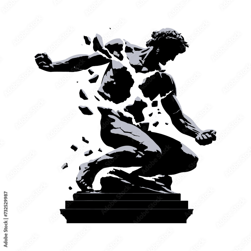 broken statue artwork design silhouette black color vector image Stock ...