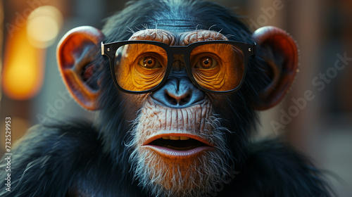 Monkey wearing eyeglasses.