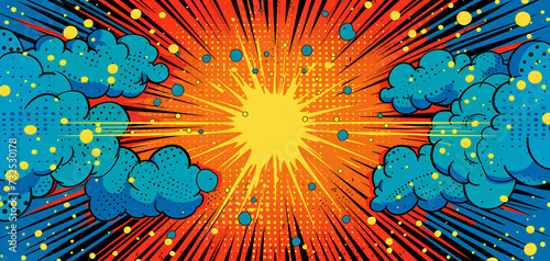 sunburst light smoke comic art style background