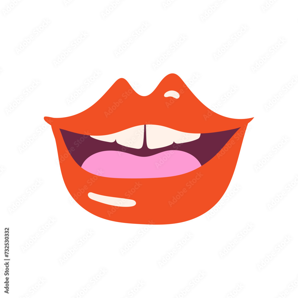 cheerful woman's smile. Red lips cheerful woman's smile. Red lips