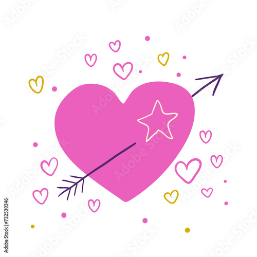heart with arrow. poster illustration of love. different hearts (ID: 732530346)